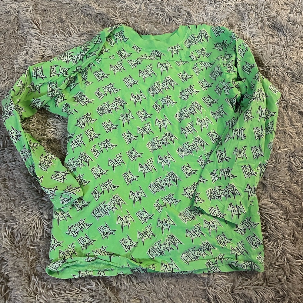 ERL Neon Lime Green Tee with Logo Label